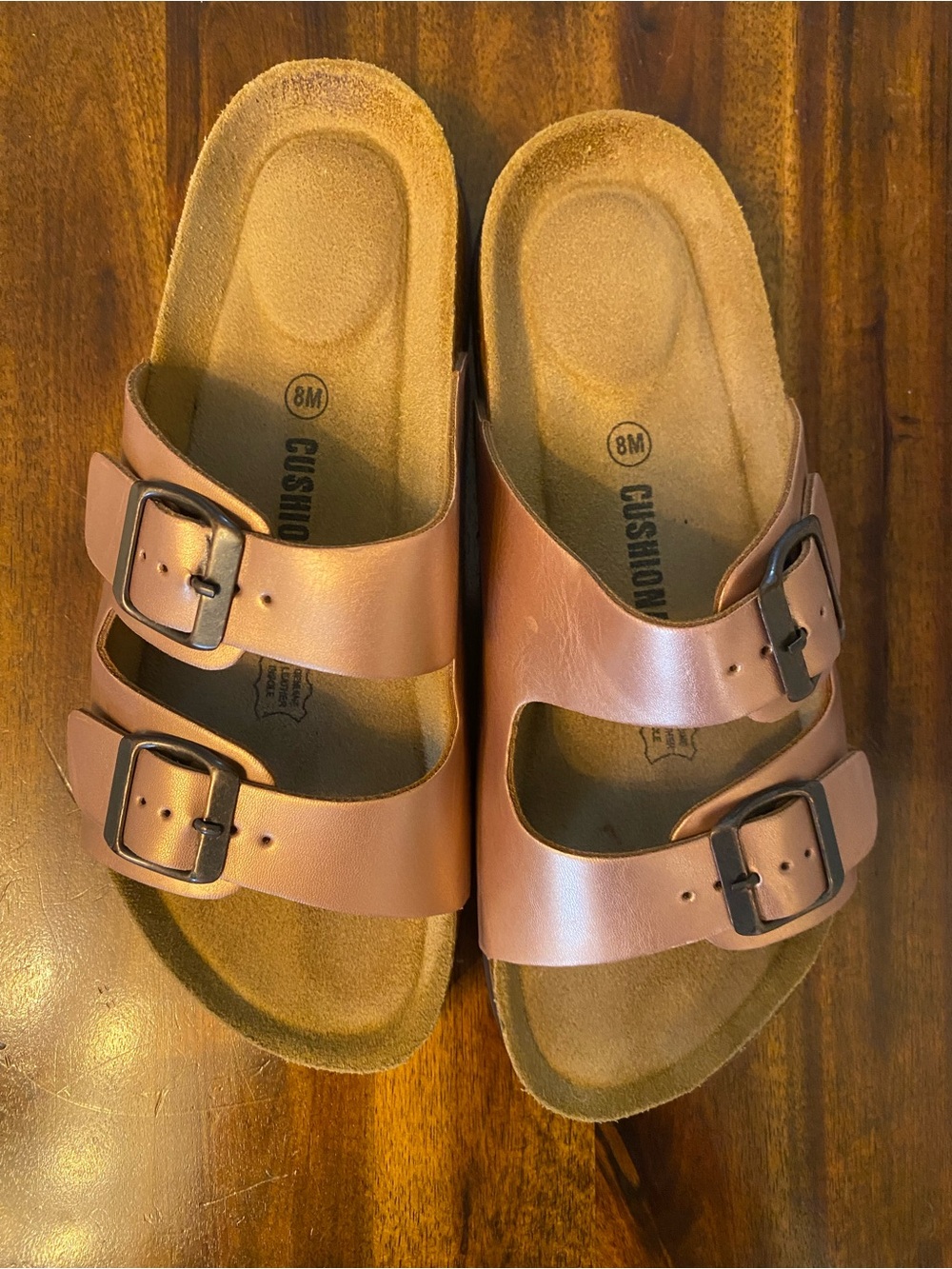 Classic Double-Buckle Womens Sandals in Brown - Cushioned Footbed